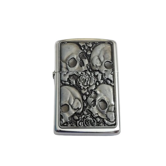 Antique Silver Metal Skulls Lighter Belt Buckle Lighter Buckle - Free Engraving - Picture 7 of 10